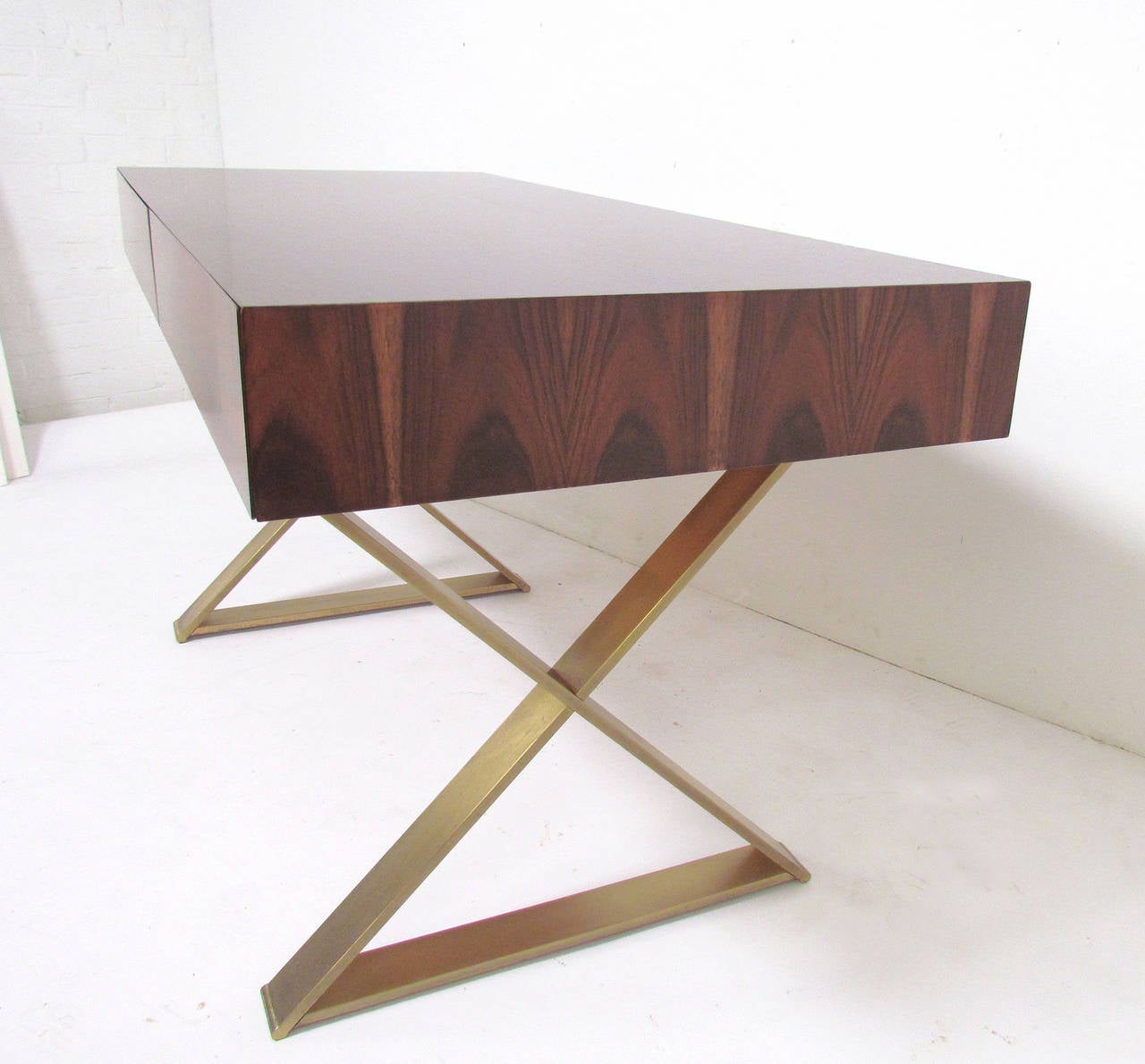 Rare Flush Front Campaign Desk in Rosewood by Milo Baughman 1