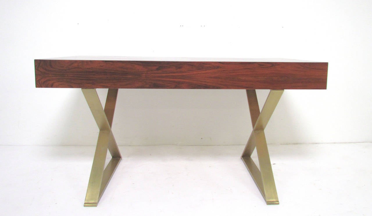 Rare Flush Front Campaign Desk in Rosewood by Milo Baughman 3