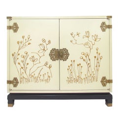 Decorative Hand Painted Gold Leaf Cabinet ca. 1960s