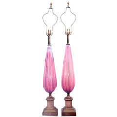 Monumental Pair of Italian Murano Glass Lamps ca. 1960s