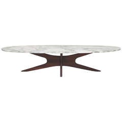 Mid-Century Modern Marble Top Surfboard Coffee Table