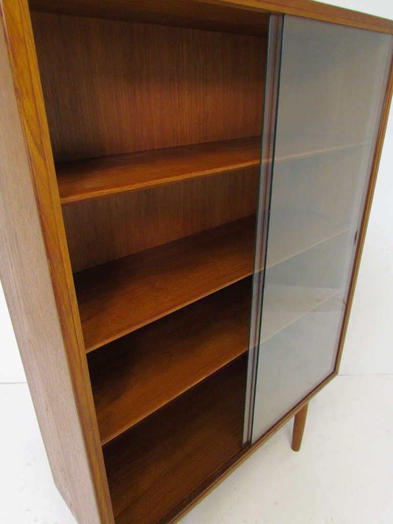 Danish Teak Bookcase With Glass Doors by Mogensen ca. 1960s at