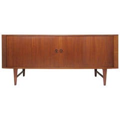 Danish Teak Credenza with Tambour Doors, circa 1960s