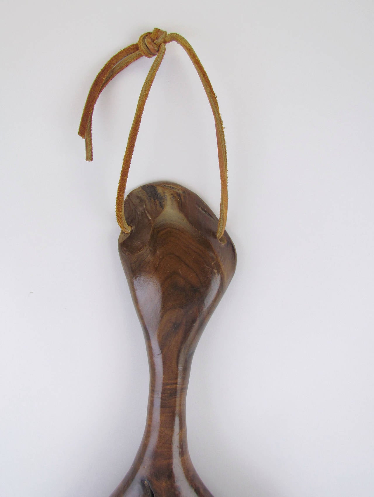 Late 20th Century Studio Made Hand-Carved Burl Wood Wall Hanging Hand Mirror, circa 1970s