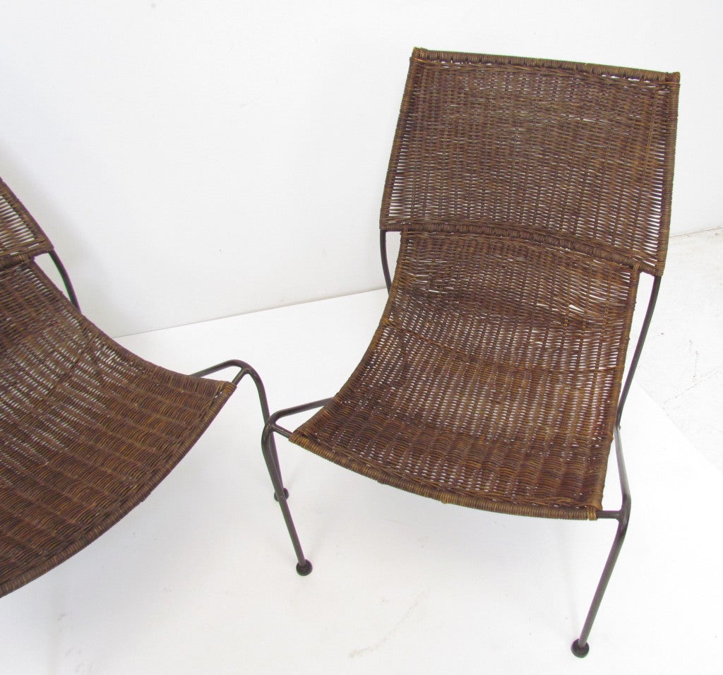 Pair of Wicker Lounge Chairs After Van Keppel and Green 4