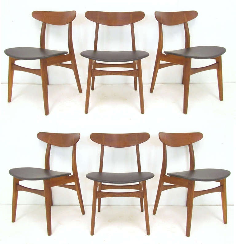 Set of Six Danish Teak & Oak Dining Chairs by Hans Wegner ca. 1960s