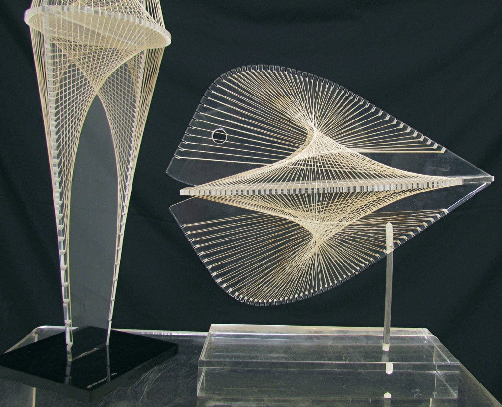 Abstract Lucite and String Sculptures, in Manner of Naum Gabo 1