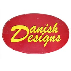 Monumental "Danish Designs" Wooden Advertising Sign