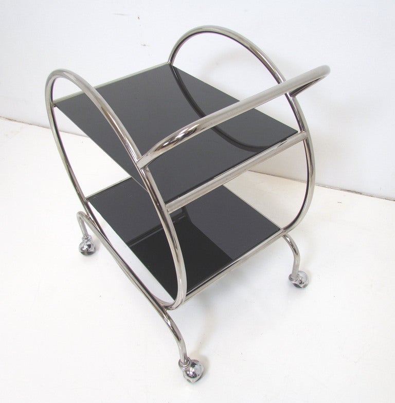 Unknown Art Deco Style Chrome and Glass Bar Cart