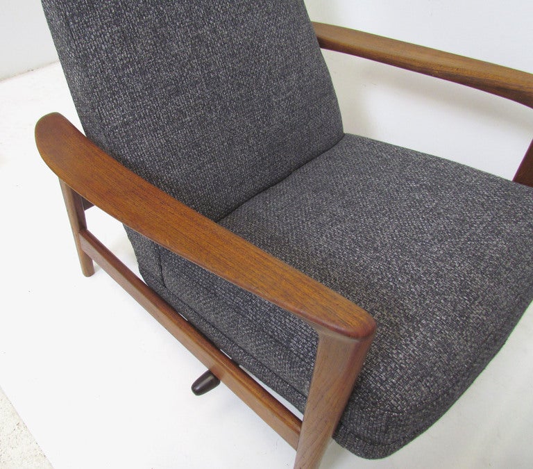 Mid-20th Century Reclining Teak Highback Lounge Chair & Ottoman by Folke Ohlsson for Dux