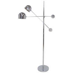 Space Age Two Arm Adjustable Chrome Floor Lamp ca. 1970s
