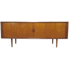 Danish Teak Tambour Door Credenza by S.A. Larsen for Faarup, circa Early 1960s