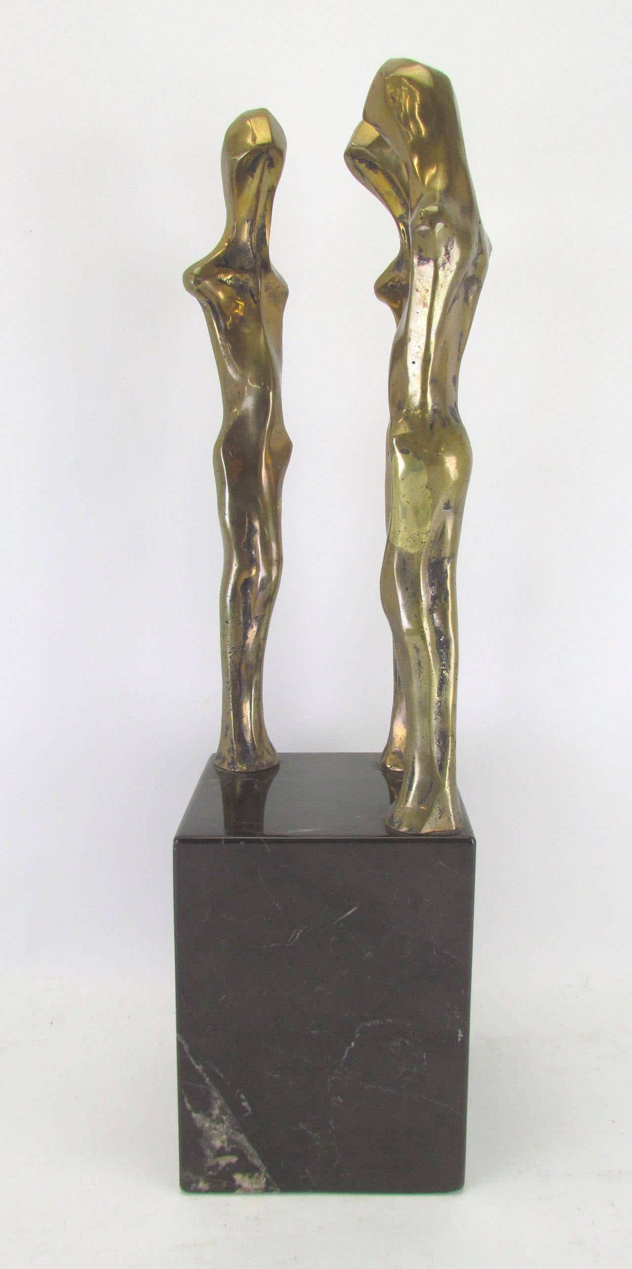 Late 20th Century Abstract Figural Modernist Sculpture in Bronze and Marble, Signed Davidson