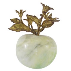 Italian Marble and Gilt Metal Paperweight in Form of an Apple
