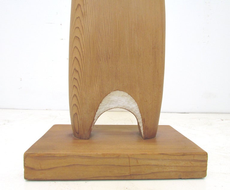 American Monumental Abstract Organic Carved Wood Floor Sculpture by John Risley