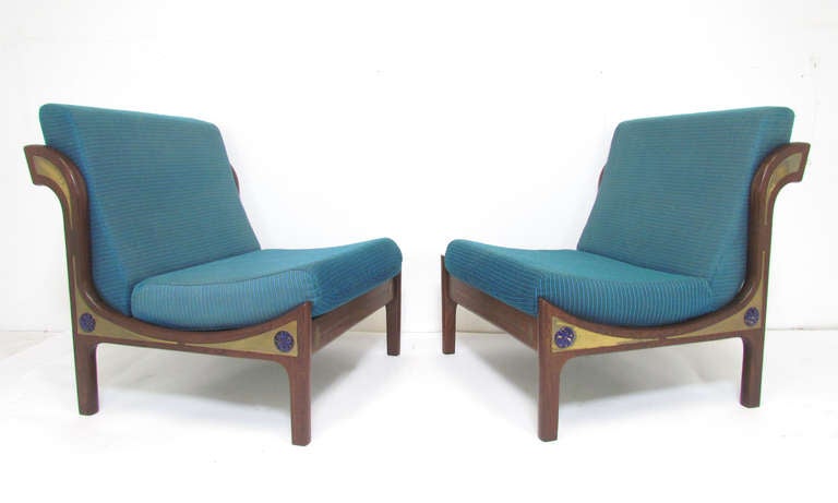 Rare Pair of Danish Modern Rosewood Slipper Lounge Chairs by Kofod-Larsen