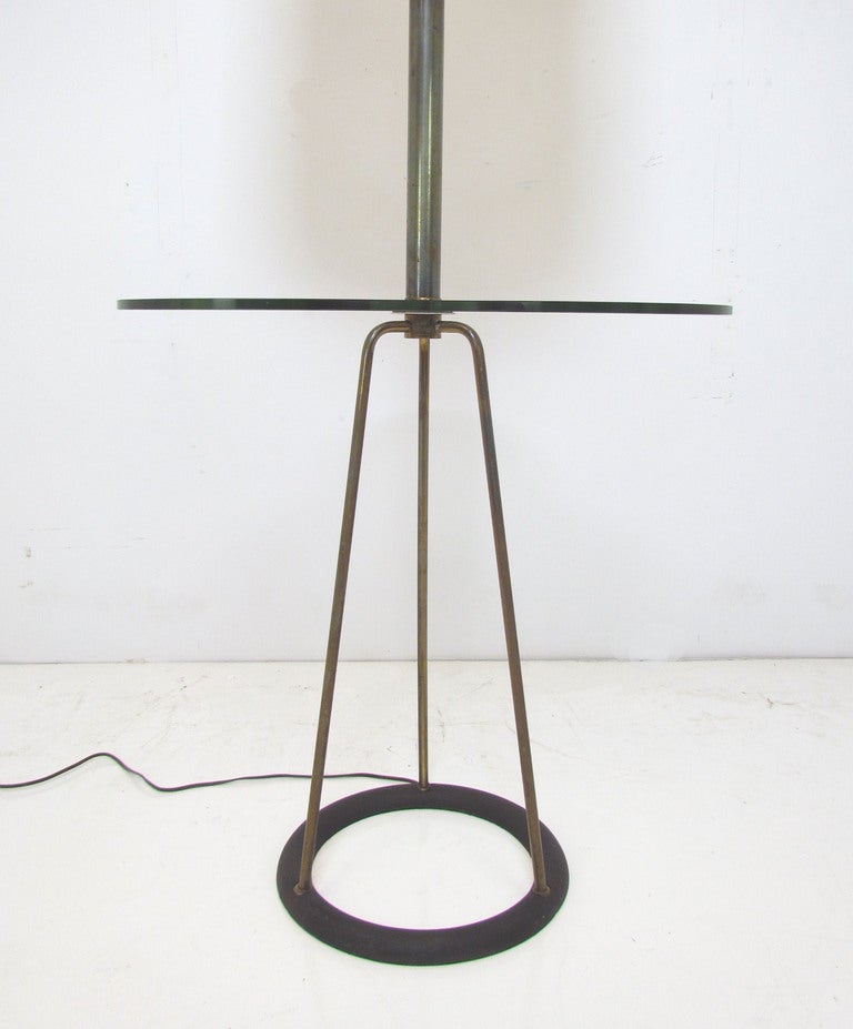Mid-Century Modern Mid-Century Tripod Floor Lamp with Integrated Glass Table