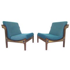 Rare Pair of Danish Modern Rosewood Slipper Lounge Chairs by Kofod-Larsen