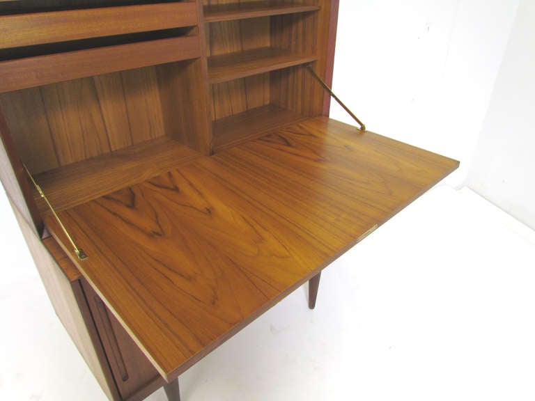Danish Teak Two Piece Cabinet & Secretary Desk Circa 1960's 1