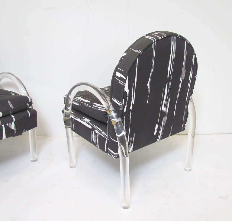 American Pair of Lucite Lounge Arm Chairs by Pace Collection