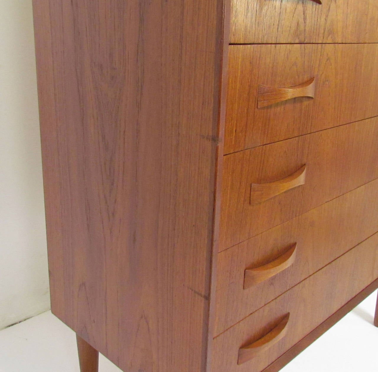 Mid-20th Century Danish Teak Six-Drawer Dresser with Bowtie Pulls