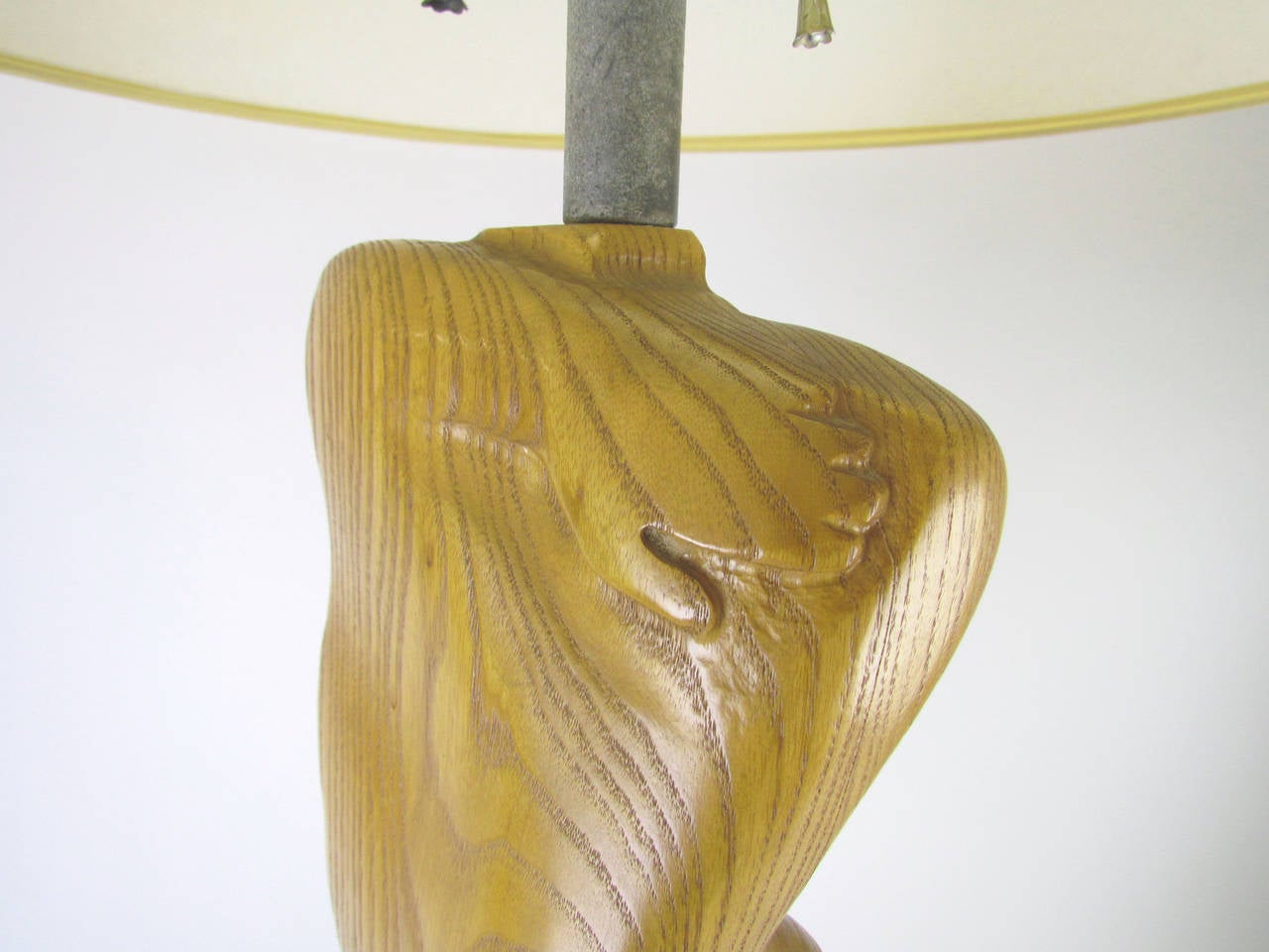 American Sculptural Carved Torso Table Lamp in Carved Oak by Yasha Heifetz