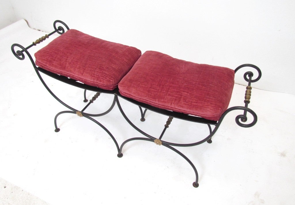 Wrought Iron Neoclassical  Two-Seat Bench  ca. 1960s