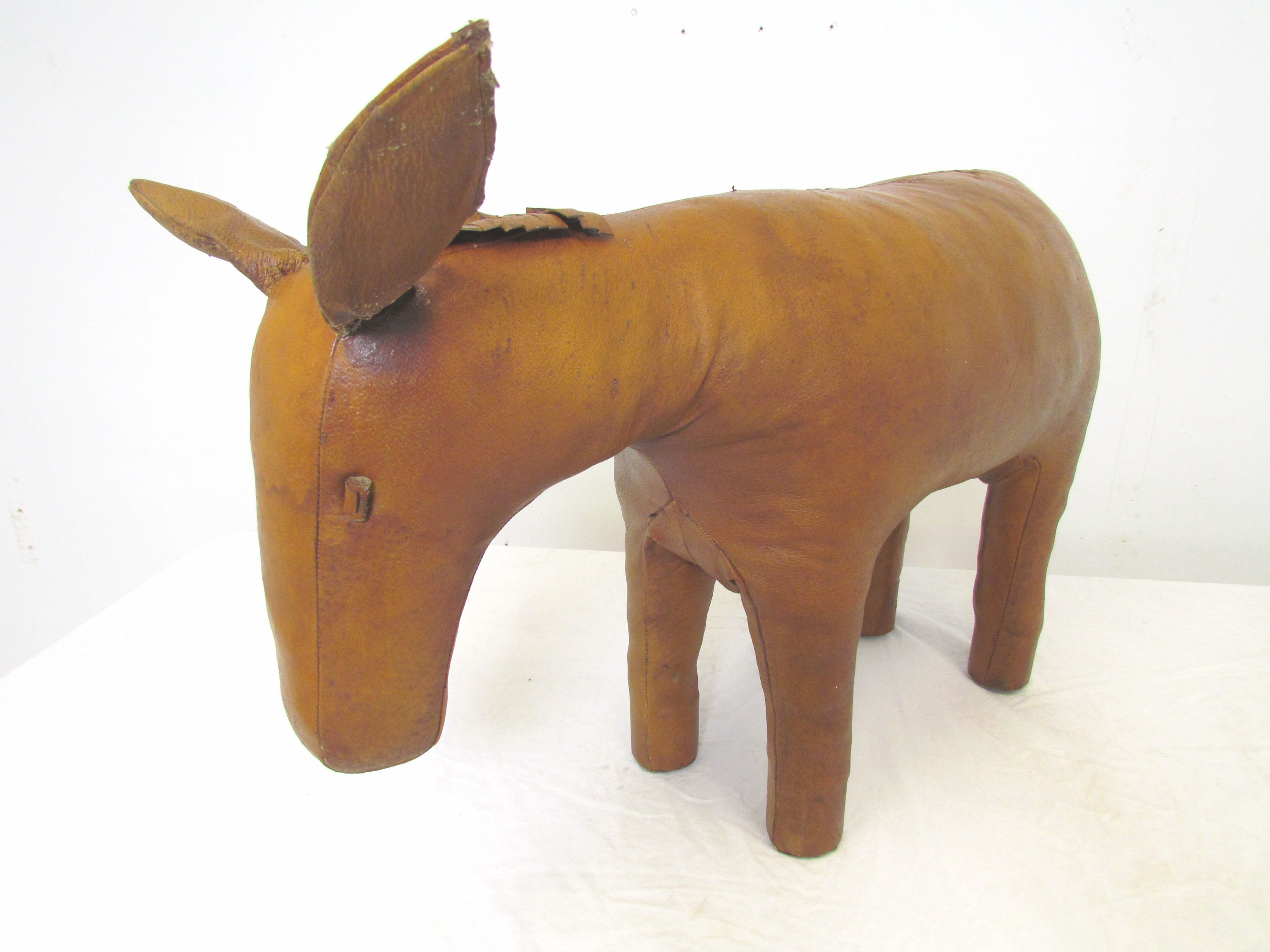 Stuffed Leather Donkey Footstool by Omersa