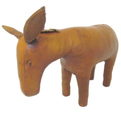 Stuffed Leather Donkey Footstool by Omersa