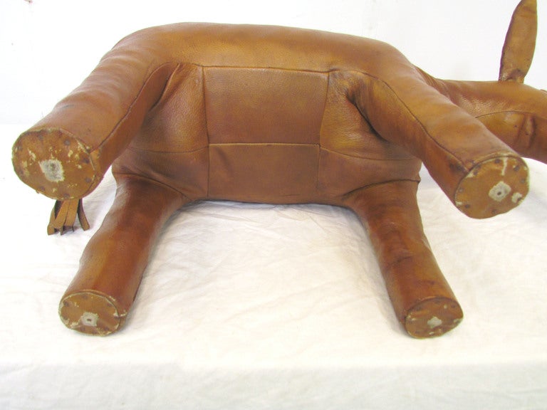 Stuffed Leather Donkey Footstool by Omersa 2