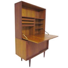 Danish Teak Two Piece Cabinet & Secretary Desk Circa 1960's