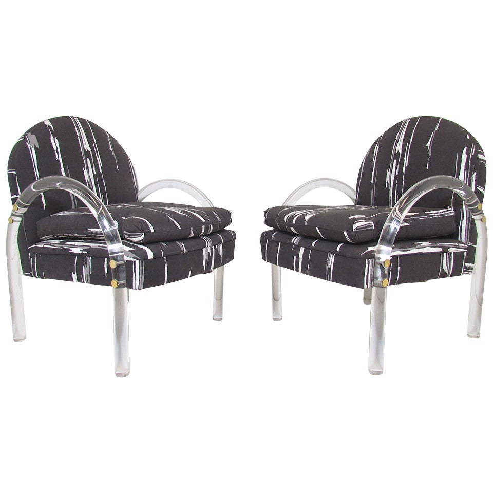 Pair of Lucite Lounge Arm Chairs by Pace Collection