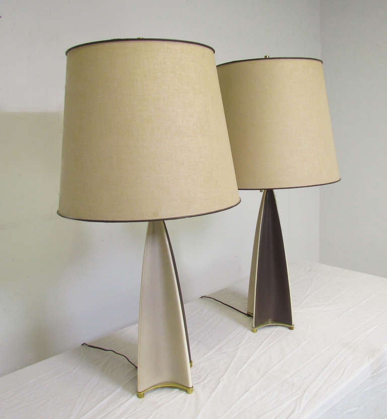 American Pair of Harlequin/Fin Table Lamps by Gerald Thurston for Lightolier