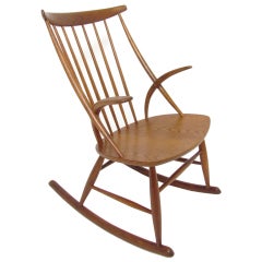 Vintage Danish Rocking Chair by Illum Wikkelso ca. 1960s