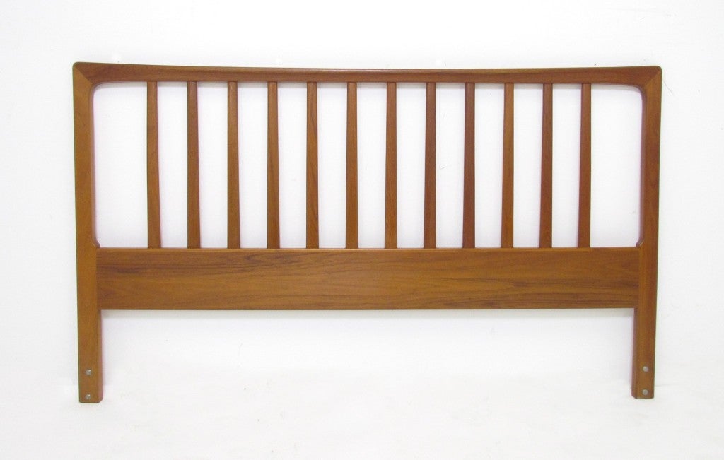 Danish Modern teak headboard for a queen size bed, designed by Folke Ohlsson for Dux, made in Sweden, ca. 1960s.