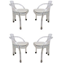 Set of Four Lucite Dining Chairs by Pace Collection