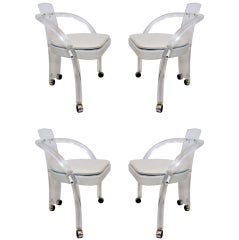 Set of Four Lucite Dining Chairs by Pace Collection