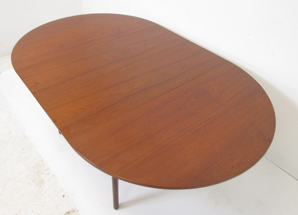 Danish Teak Round Expandable Dining Table by H.P. Hansen 1