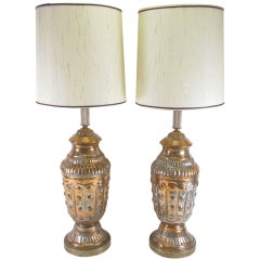 Pair of Copper Repoussé Table Lamps