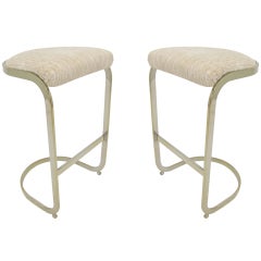 Pr. of Cantilever Bar Stools in the Manner of Milo Baughman