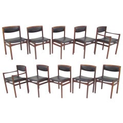 Set of Ten Danish Brazilian Rosewood Dining Chairs ca. 1960s