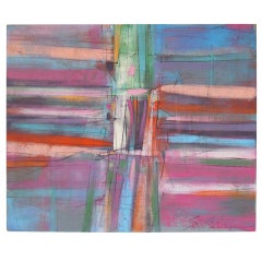 Monumental Linear Abstract Painting Signed Southern