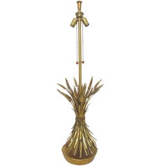 Gilt Metal Sheaf  Of  Wheat Table Lamp By Marbro