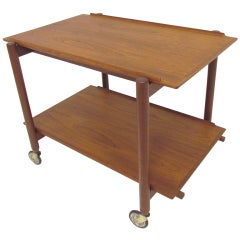 Danish Teak Convertible Serving Cart by Poul Hundevad