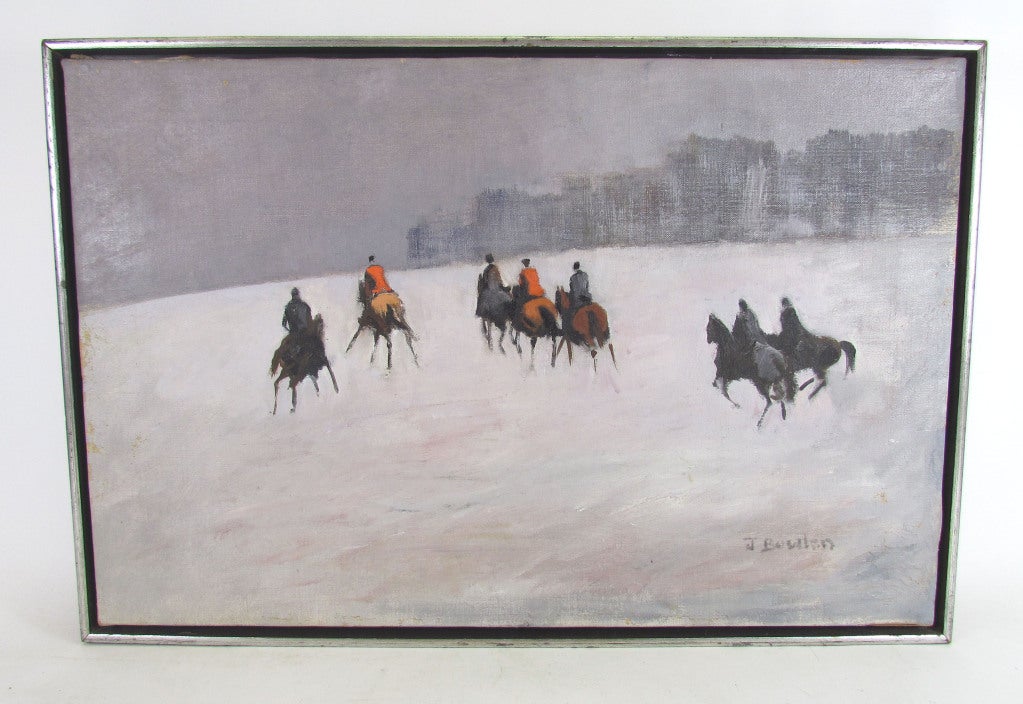 Impressionistic Oil of a Fox Hunt by Rockport Artist Jean Bowlen