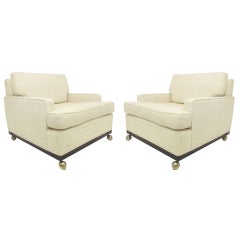 Pair of Wide Low Slung Mid-Century Lounge Chairs