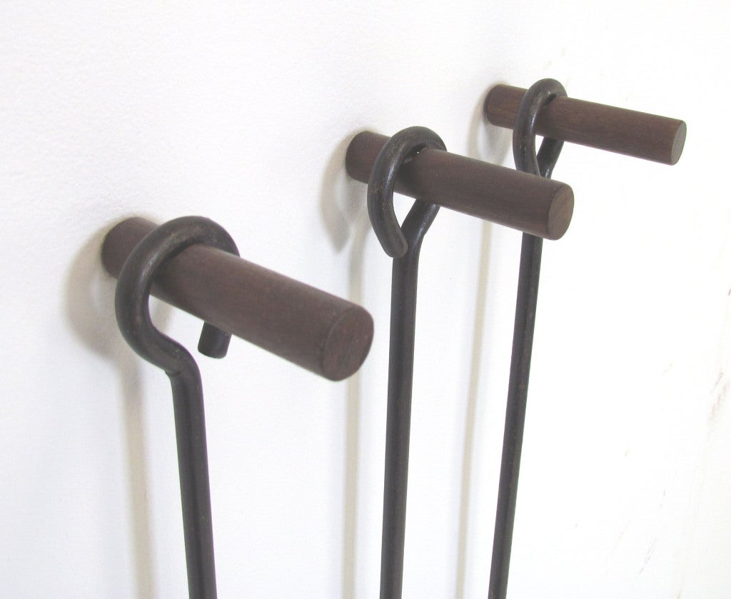 Handforged Wall Mounted Modernist Fireplace Tools, ca. 1960s 2
