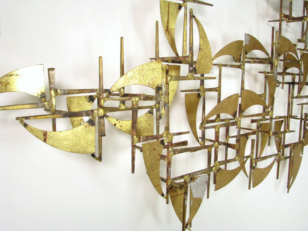 Signed Abstract Metal Work Wall Sculpture by William Bowie at 1stDibs