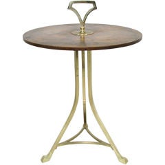 Cigarette or Cocktail Table in Burl and Solid Brass by Baker