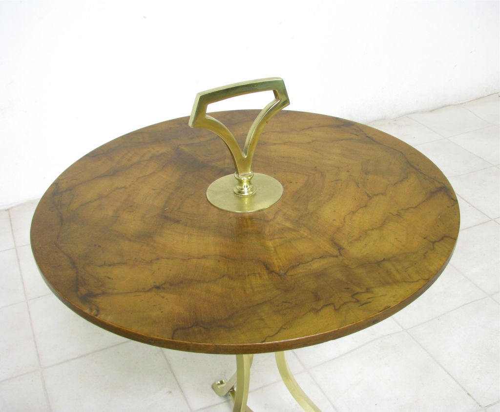 American Cigarette or Cocktail Table in Burl and Solid Brass by Baker